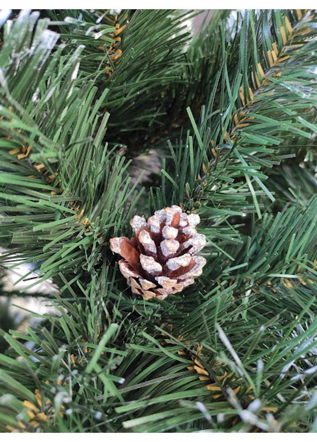 Ялинка Кармен з сріблястими шишками і перлинами 2,5м Зелена ялинка штучна з натуральними шишками та підставкою Xatynka (363057987)