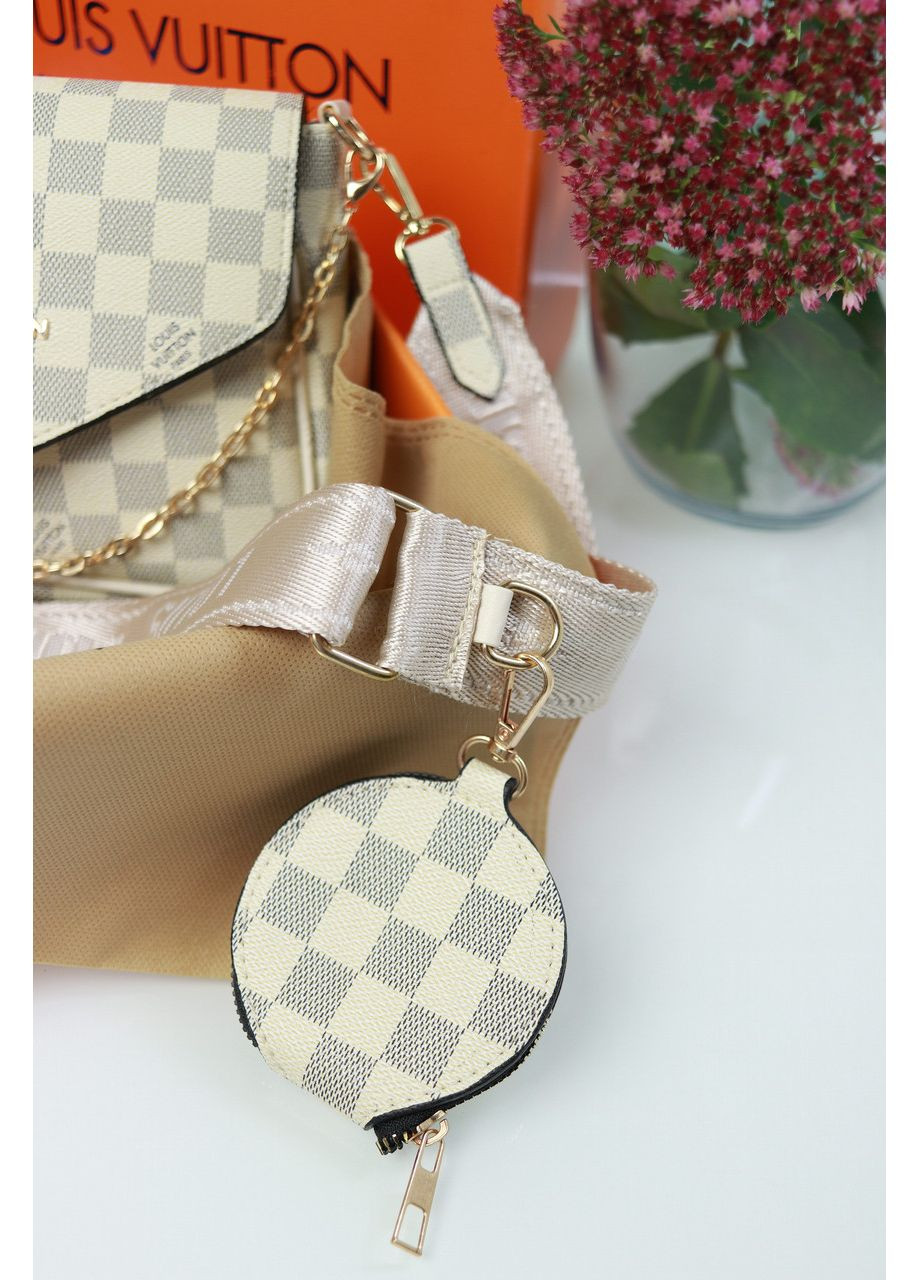 Сумкакросс-боди на цепочке бежевая 2 в 1 No Brand (369935365)