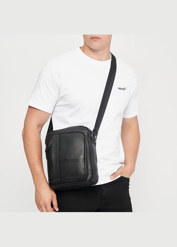 Сумка чоловіча шкіряна через плече k14014 Чорний Keizer (302008207)