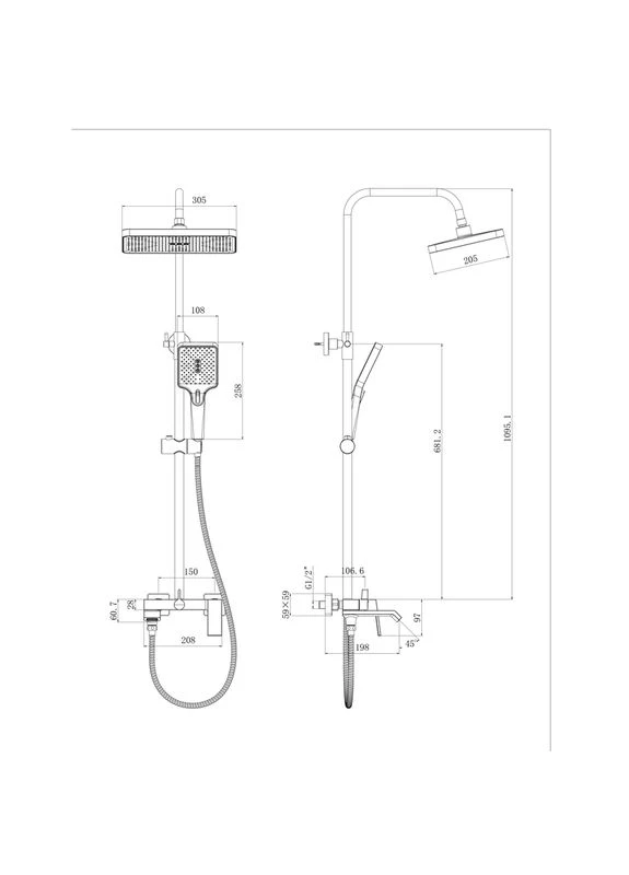 Душевая колонна со смесителем Gaudi GRAPHITE (HB9643) Haiba 009-J (388586882)