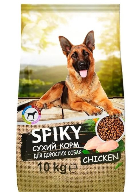 (beef) сухий корм для собак зі смаком курятини 10 кг Spiky (290851579)
