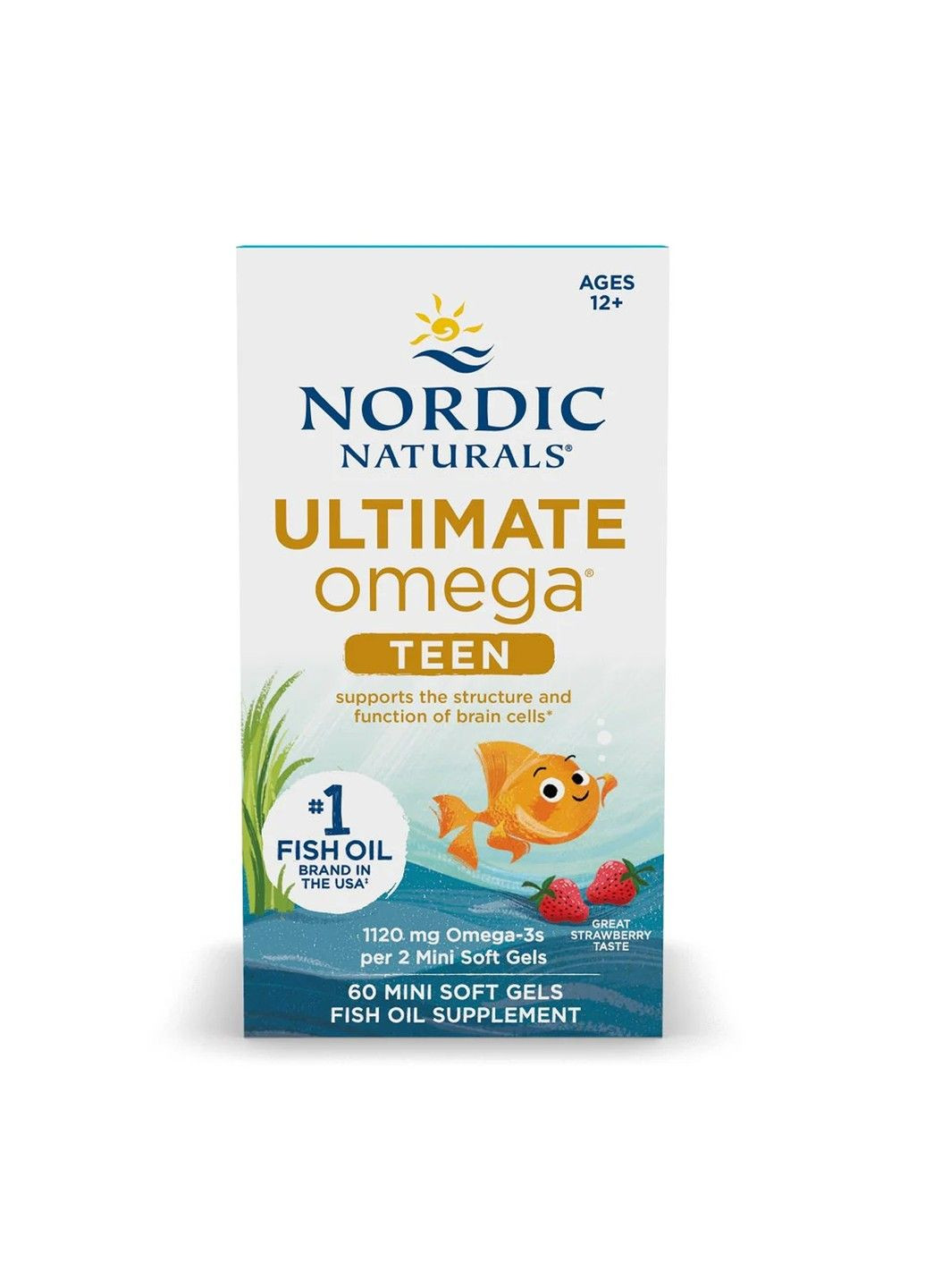 Teen, Ultimate Omega®, рыбий жир, для детей от 12 лет, клубника, 60 мини-капсул Nordic Naturals (356174514)