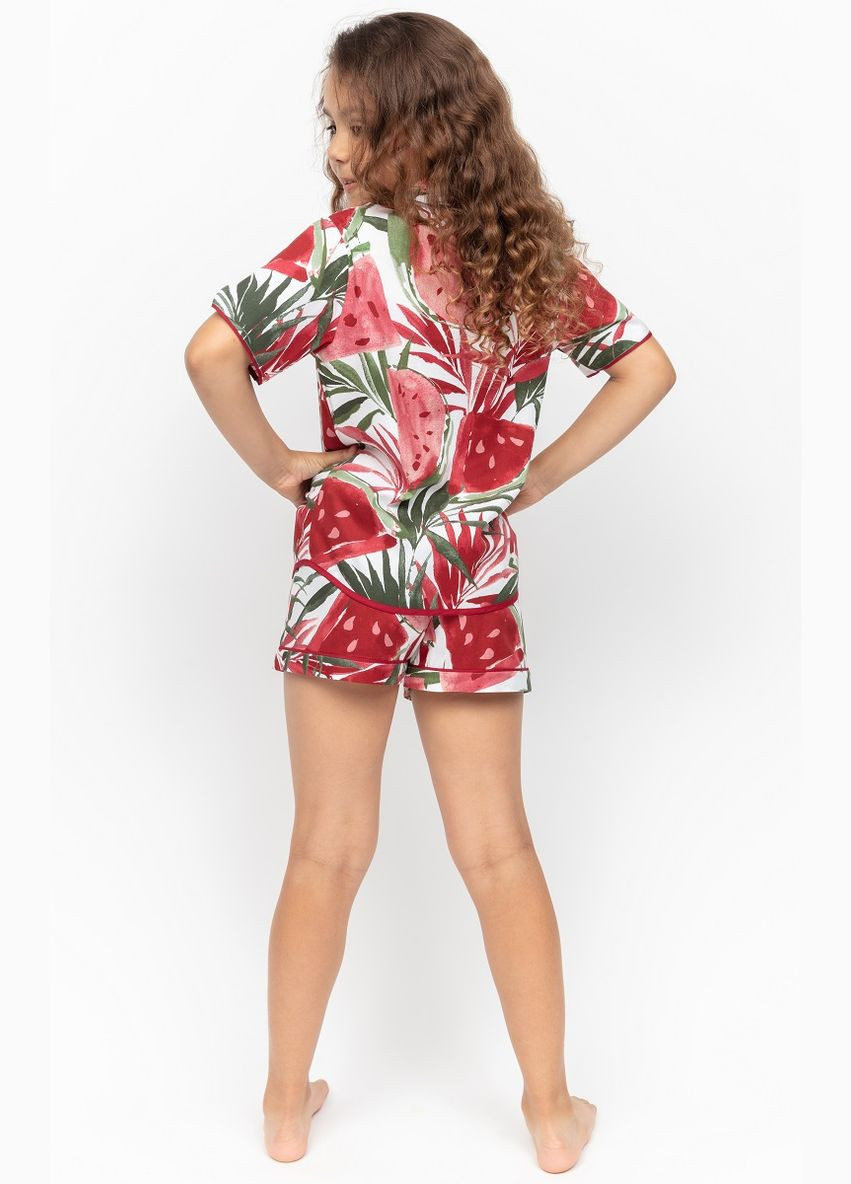Красная всесезон пижама для девочки 7095 рубашка + шорты Cyberjammies Mel