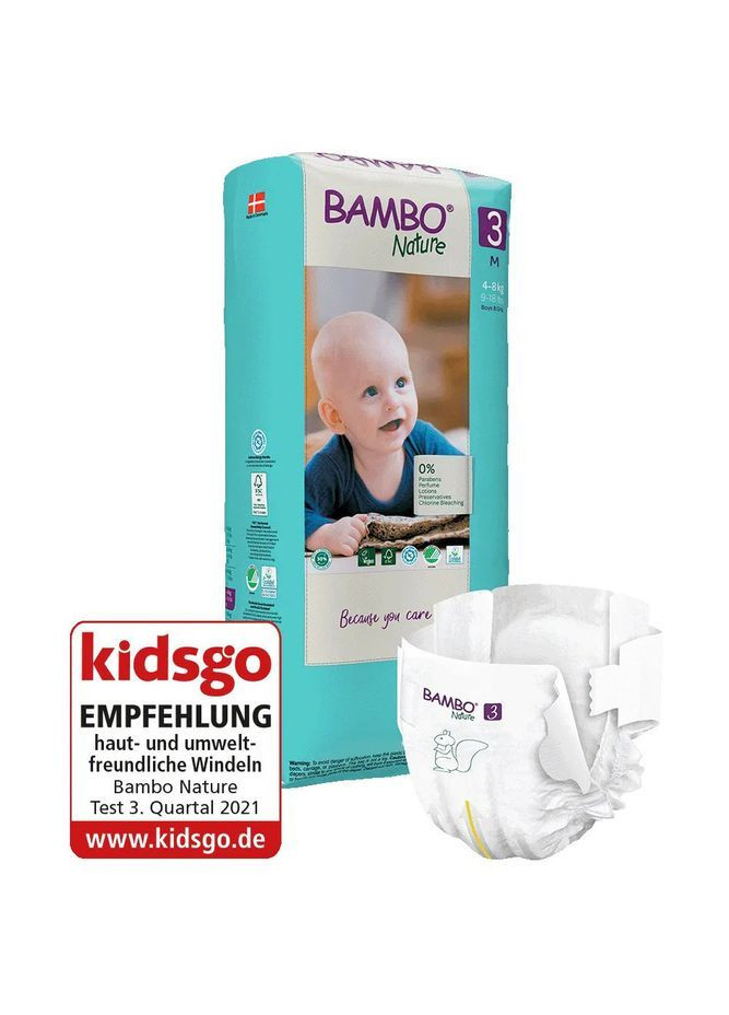 Эко Подгузники на липучках Nature 3 (4-8 кг), 52 шт. Bambo 1000019263 (366578335)