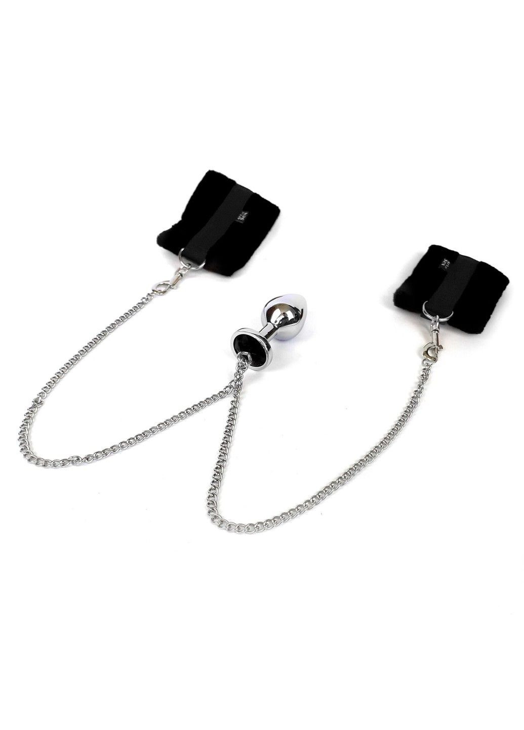 Наручники с металлической анальной пробкой Handcuffs with Metal Anal Plug size M Black Art of Sex (339866151)