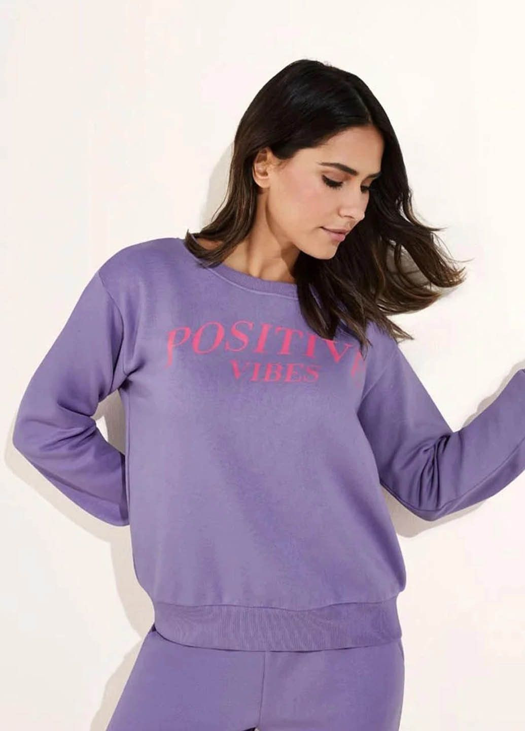 Бузковий жіночий світшот на флісі 400442 Esmara напис (372183589)