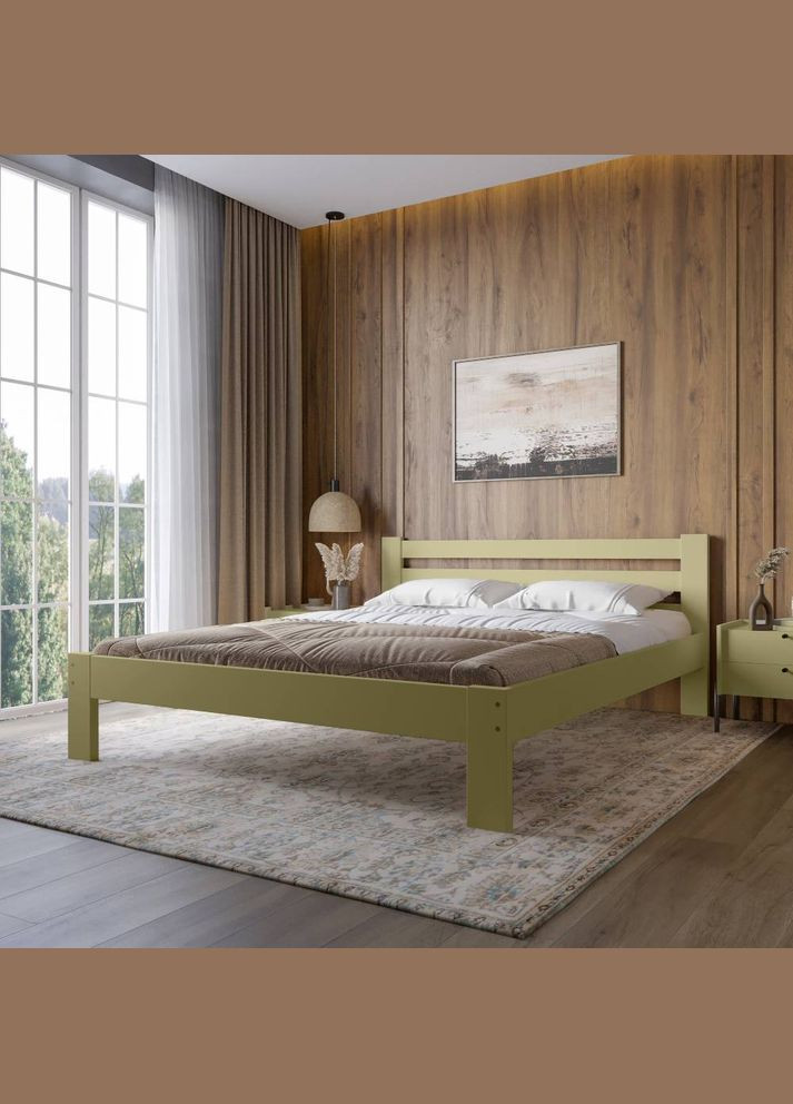 Односпальне дерев'яне ліжко Баварія (RAL1020) 90х200 см (MBG-14829) Mebigrand (366028080)