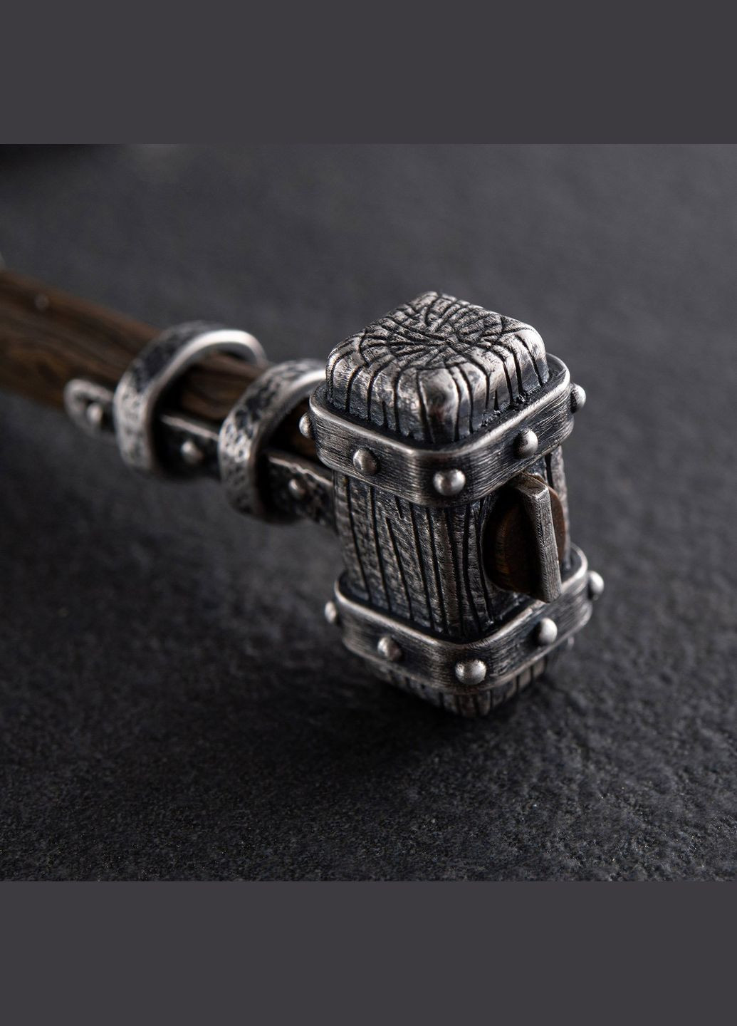 Срібний брелок Молот вікінга з ебеном 1116 Oniks (291412426)