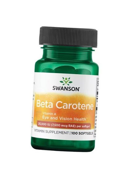 Витамин А, Бета-Каротин, Beta-Carotene 25000, 100гелкапс (72280050) Swanson (322724173)