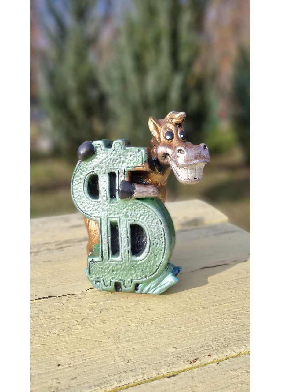 Скарбничка Кінь з долларом 17*14*9 см символ року No Brand (368999193)