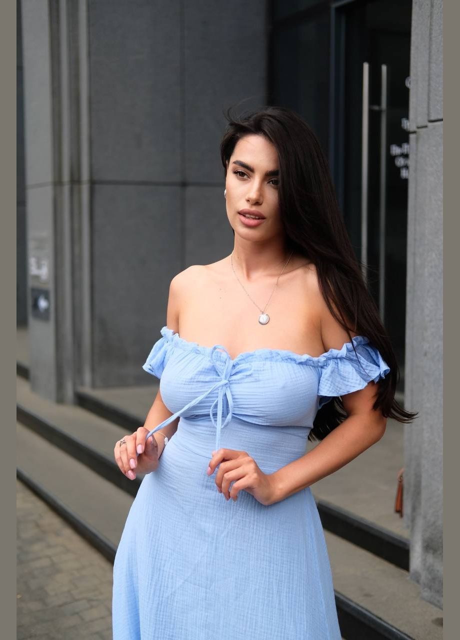 Блакитна повсякденний, вечірня, ділова, кежуал жіноча сукня No Brand