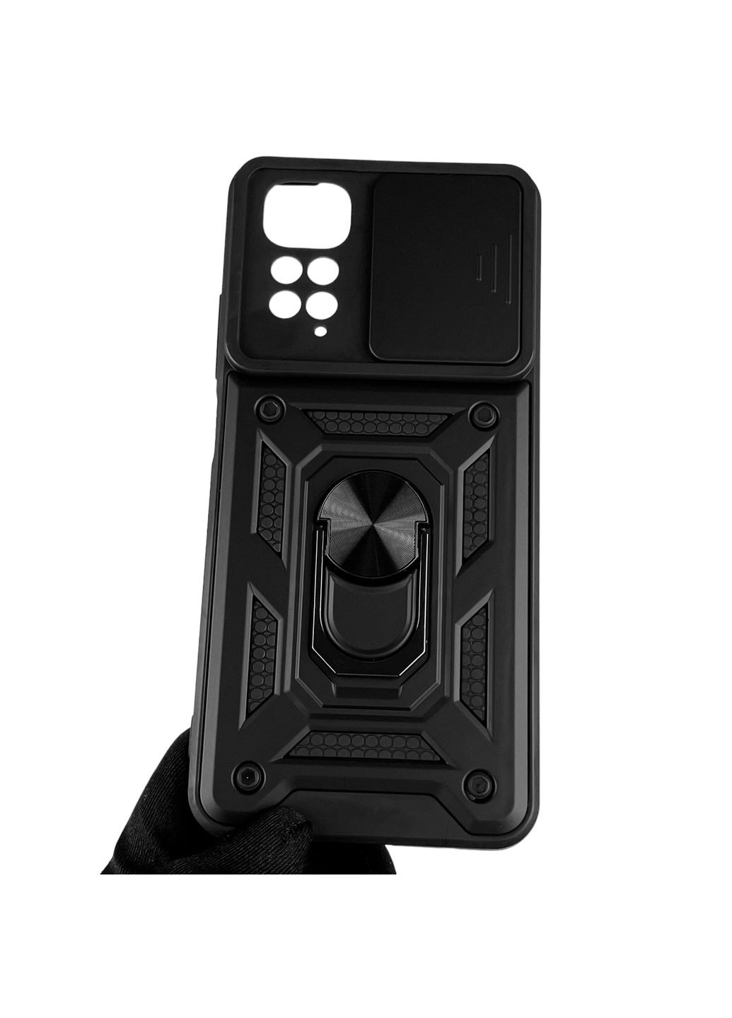 Чехол для Redmi Note 11 4G бронированный с кольцом-держателем со шторкой на сяоми редми нот 11 чёрный rg1 Xiaomi (366019243)