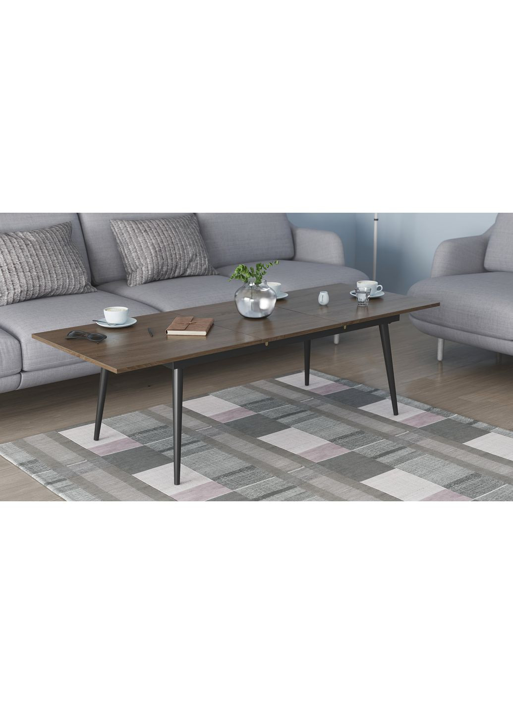 Стіл журнальний трансформер Dandi Small 45x120(160)x60 Чорний метал ДСП 16 мм (FRD-106789) Ferrum-decor (353499261)