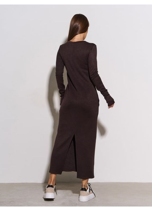 Темно-коричнева сукня 15306 темно-коричнева ISSA PLUS однотонна