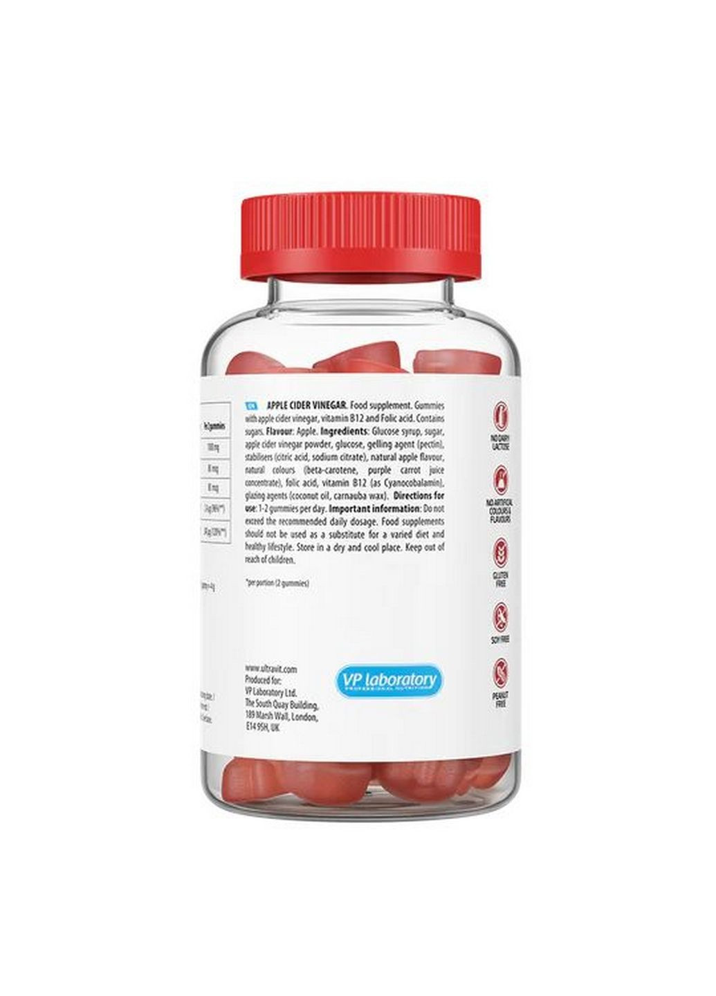 Натуральная добавка UltraVit Apple Cider Vinegar, 60 желеек VPLab Nutrition (293340883)
