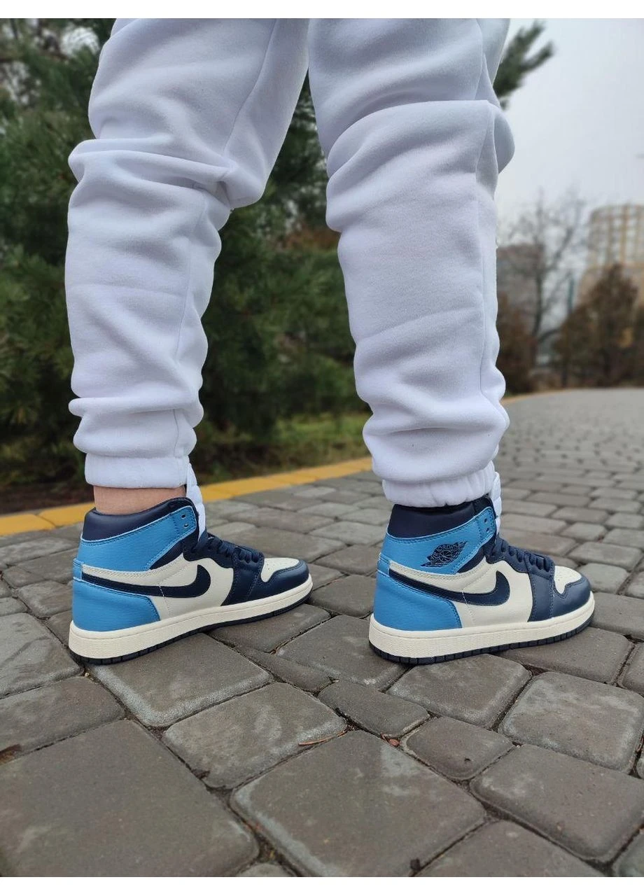 Синие демисезонные кроссовки мужские nike air jordan 1 retro high patent blue toe v2 найк аир джордан синие No Brand