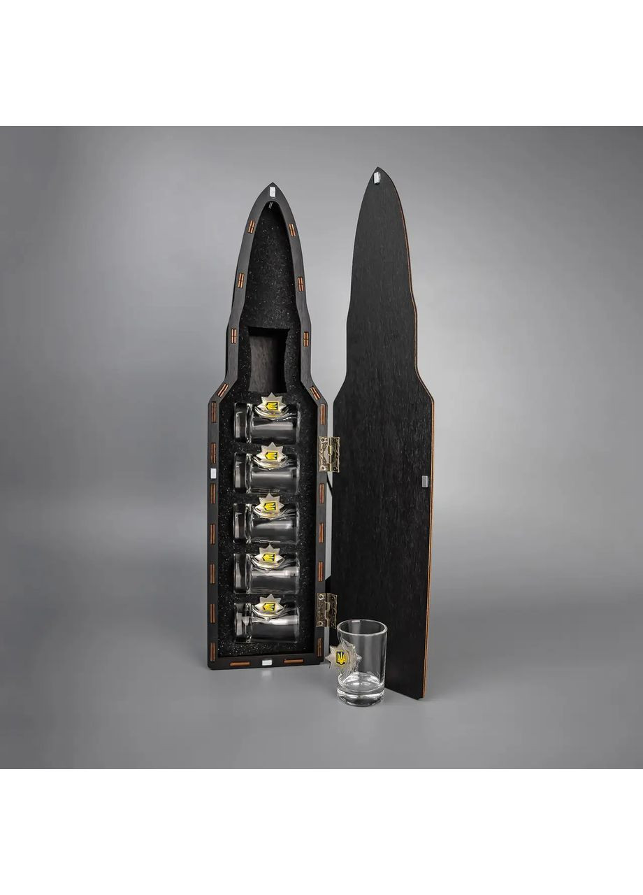 Стопки из прозрачного стекла "Национальная полиция" Деревянная упаковка в виде шара Handmade 225-001-054 (366889332)