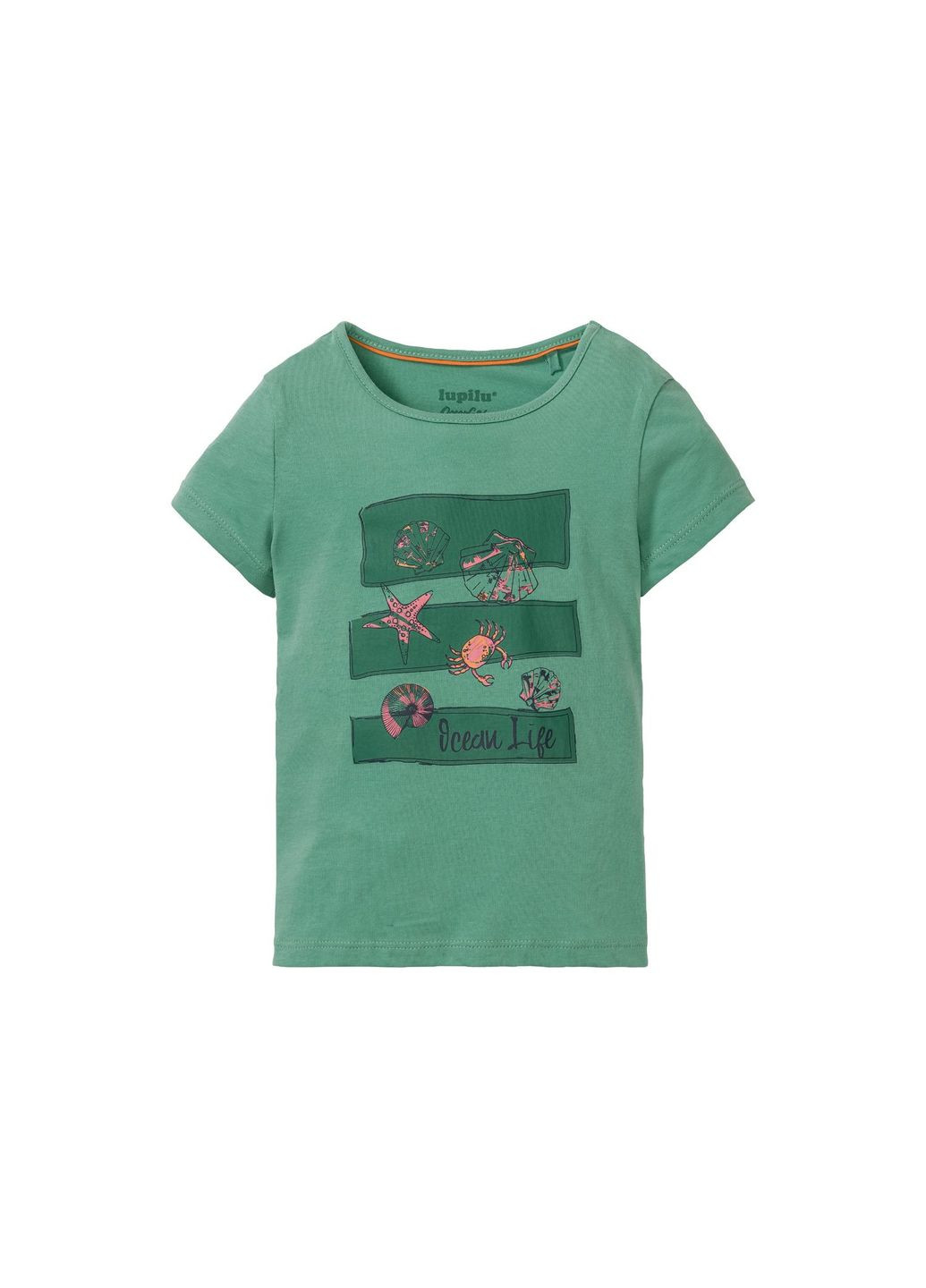 Зелена демісезонна футболка бавовняна з принтом для дівчинки 325954 зелений Lupilu