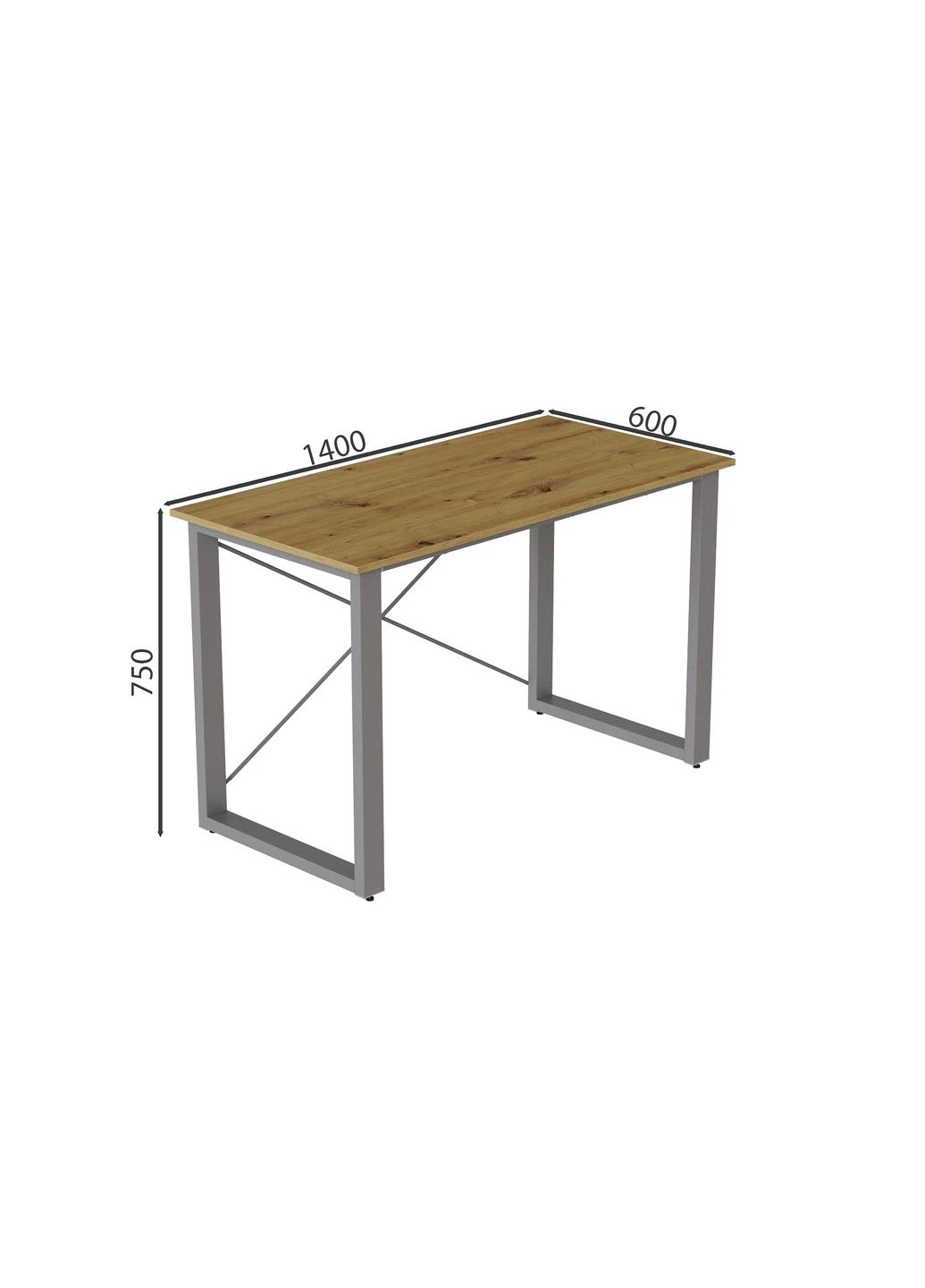 Письмовий стіл Драйв 750x1400x600 Сірий метал ДСП 32 мм (FRD-103350) Ferrum-decor (377390199)