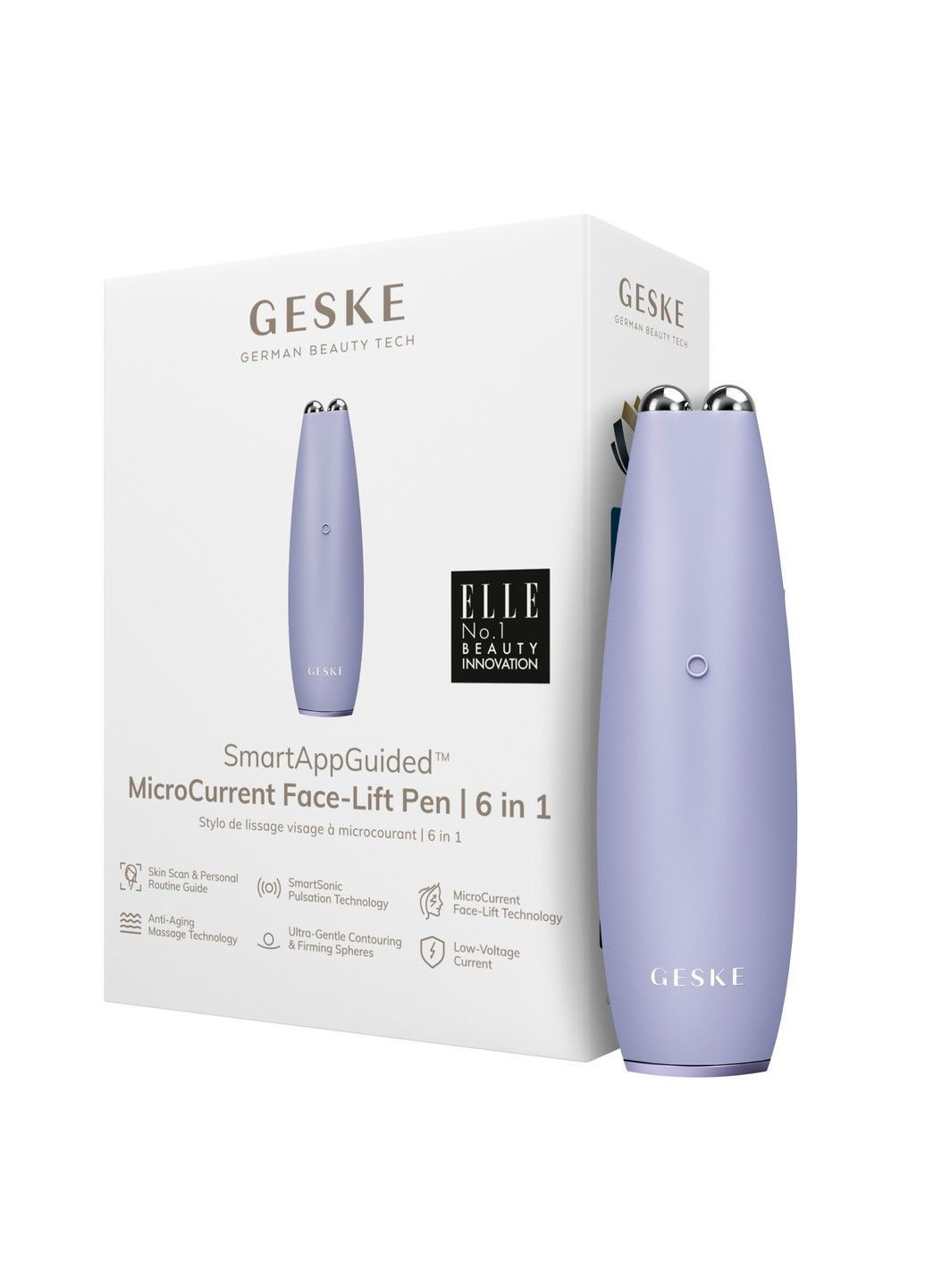Мікрострумова ручка для підтяжки шкіри обличчя MicroCurrent Face-Lift Pen 6в1 purple GESKE (362567595)
