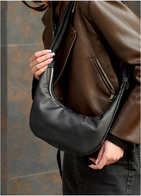 Жіноча сумка Хобо з екошкіри Чорна (984030813) Sambag (360965662)