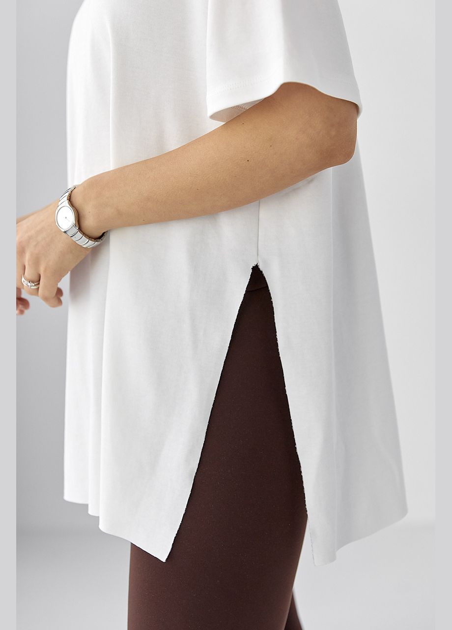 Однотонна футболка з розрізами Lurex - (329626646)