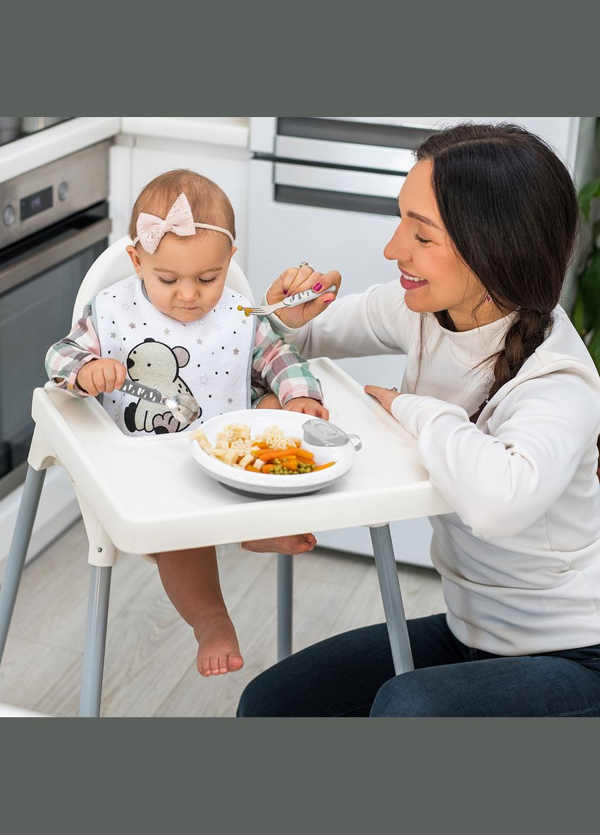 Столовые приборы из нержавеющей стали для детей, белый с серым () BabyOno 1065/01 (331789740)