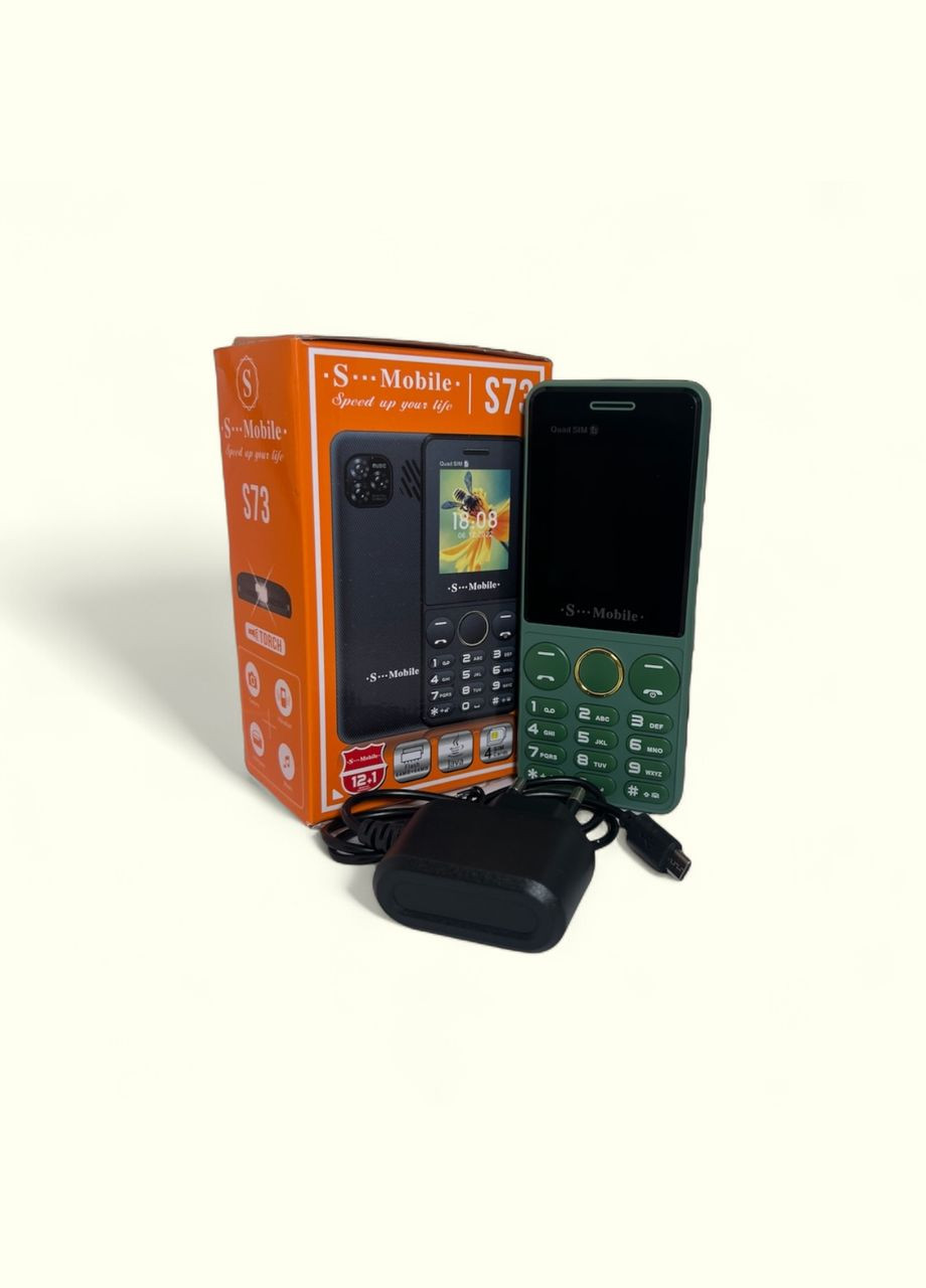 Кнопочный мобильный телефон на 4 сим карты AIEK s-mobile S73 Green Home (330144156)