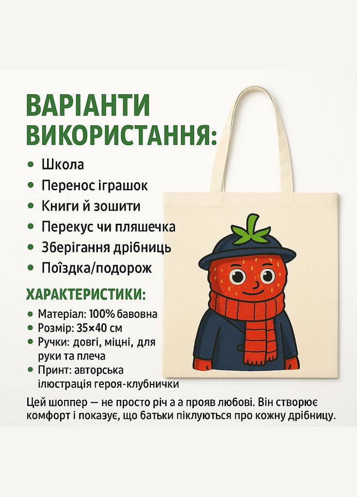 Шоппер з героєм полуниця білий Італійський мем Shantou (335976870)