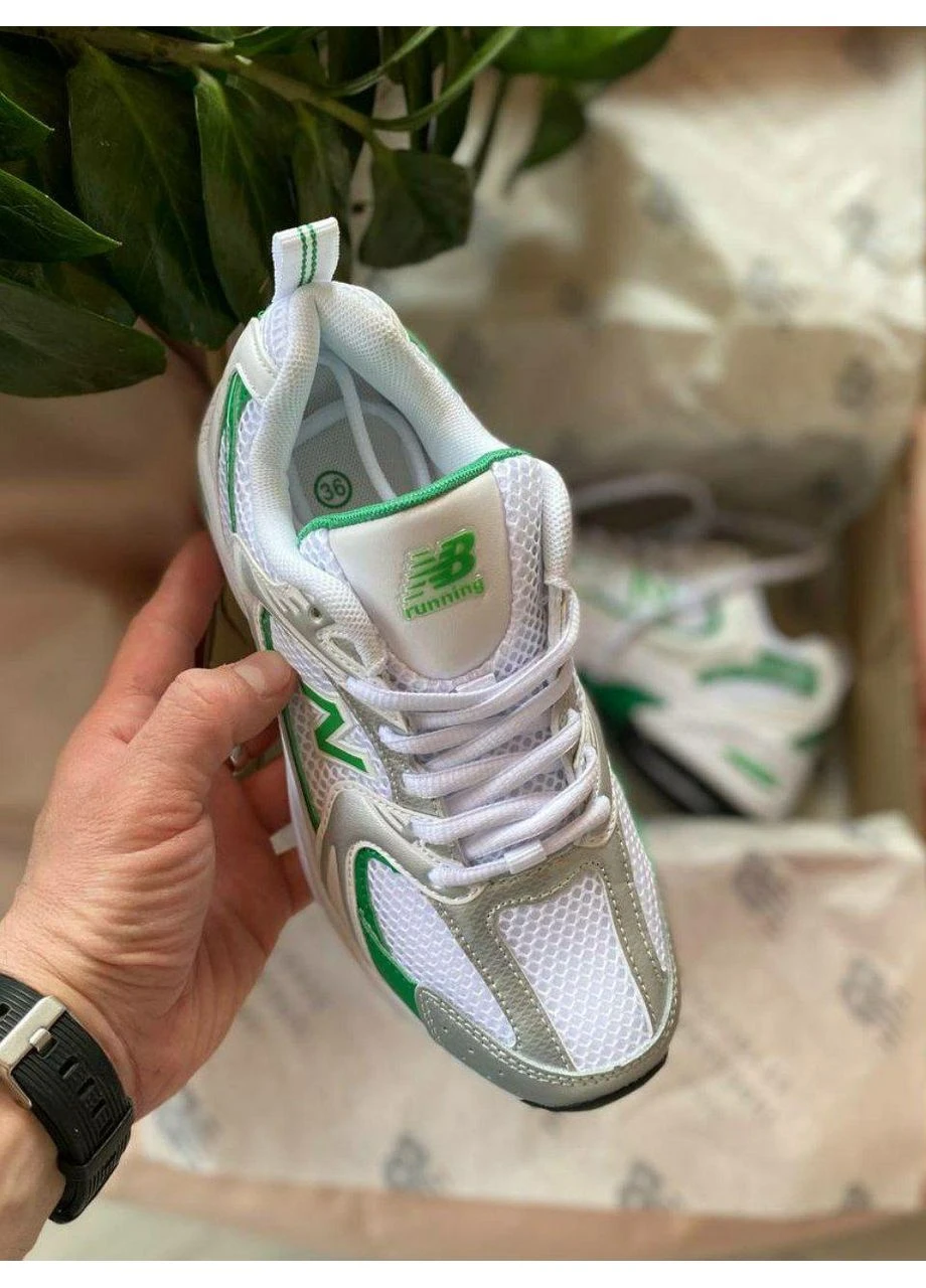 Білі кросівки чоловічі new balance 530 white green нью беланс 530 білі демісезон No Brand