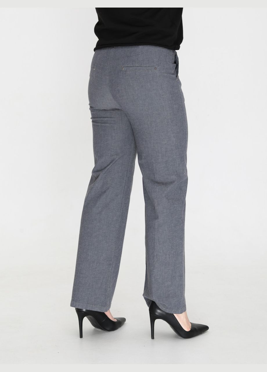 Джинсы женские серо-синие тонкие прямые с резинкой на поясе Палаццо Adorati - (322999516)