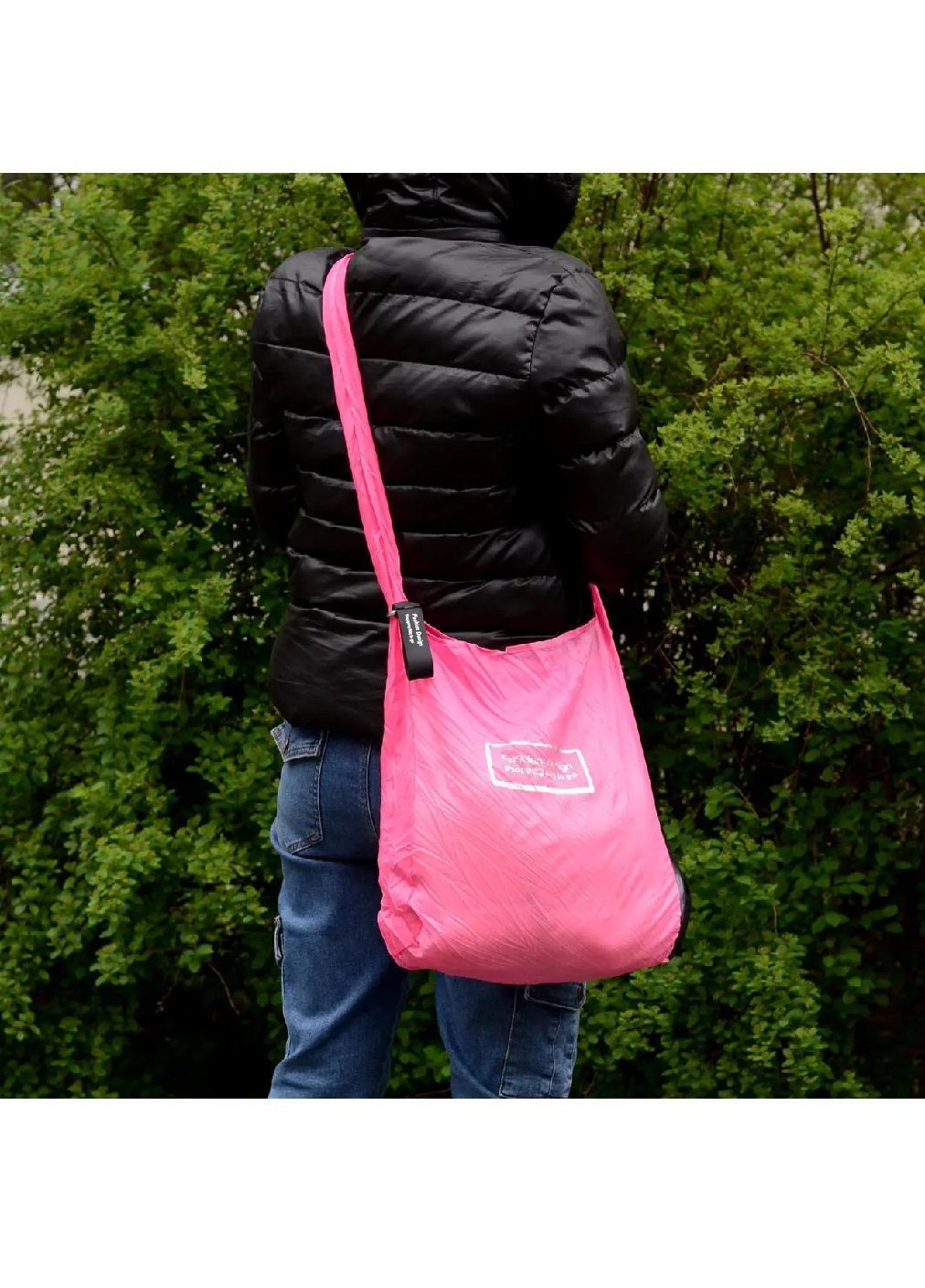 Складная компактная сумка шопер с длинной ручкой на плечо пластиковым контейнером для складывания сумки (481806-Prob) Розовая Unbranded (366523686)