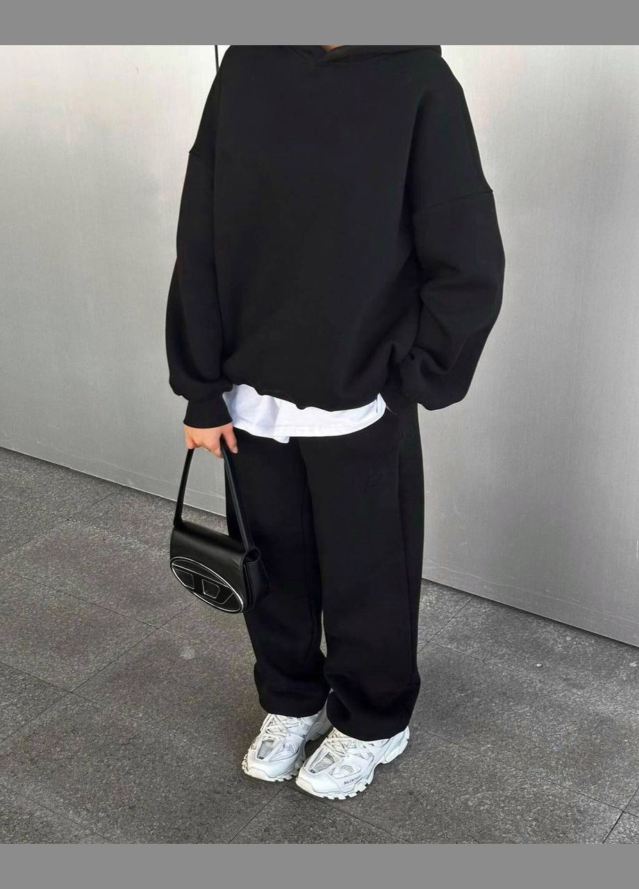 Теплий жіночий костюм в стилі оверсайз графітовий No Brand (306514121)