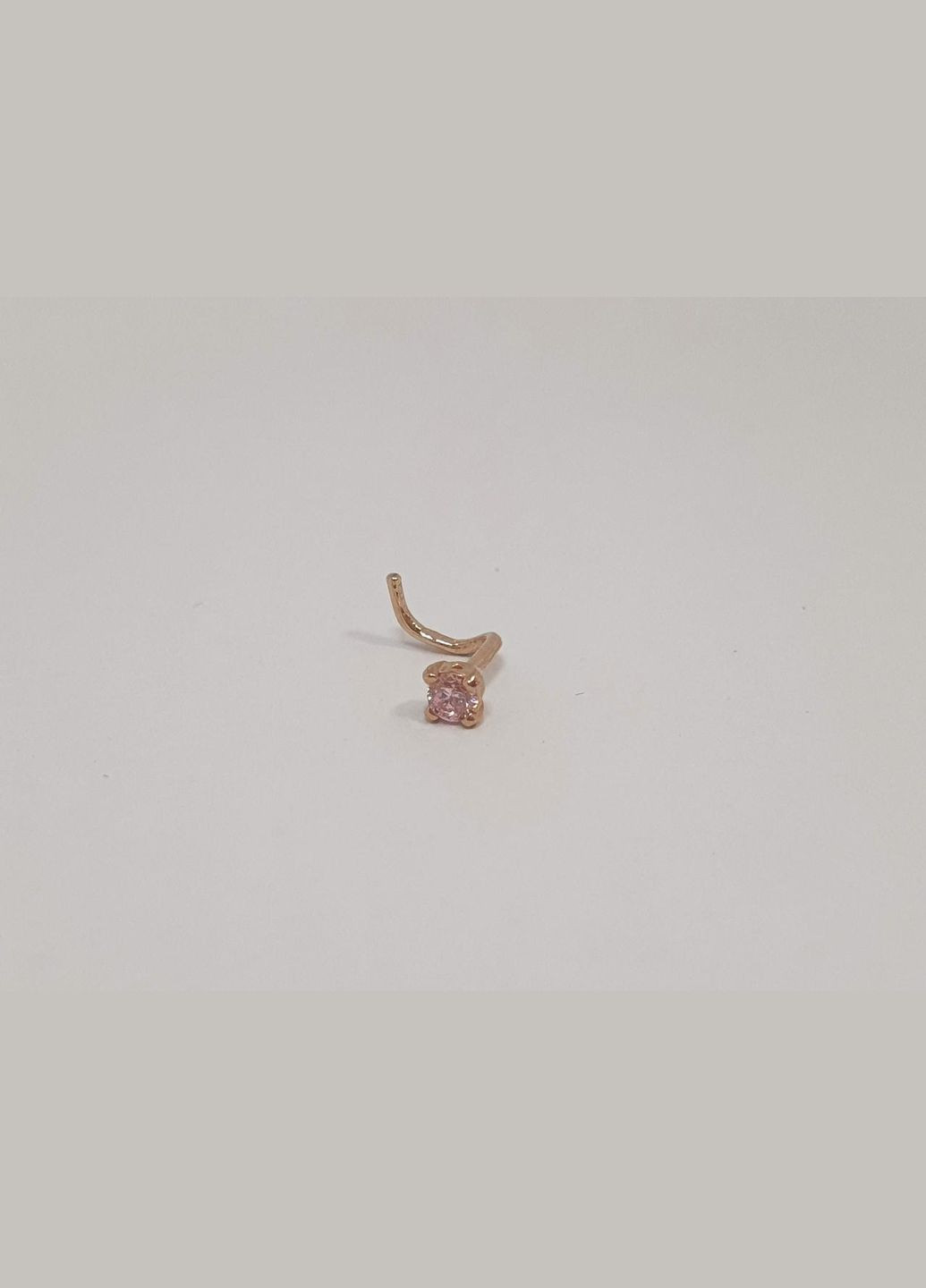 Золота сережка-пірсинг в ніс з фіанітом. 1017.1 Рожевий (світлий) Dear (269462503)