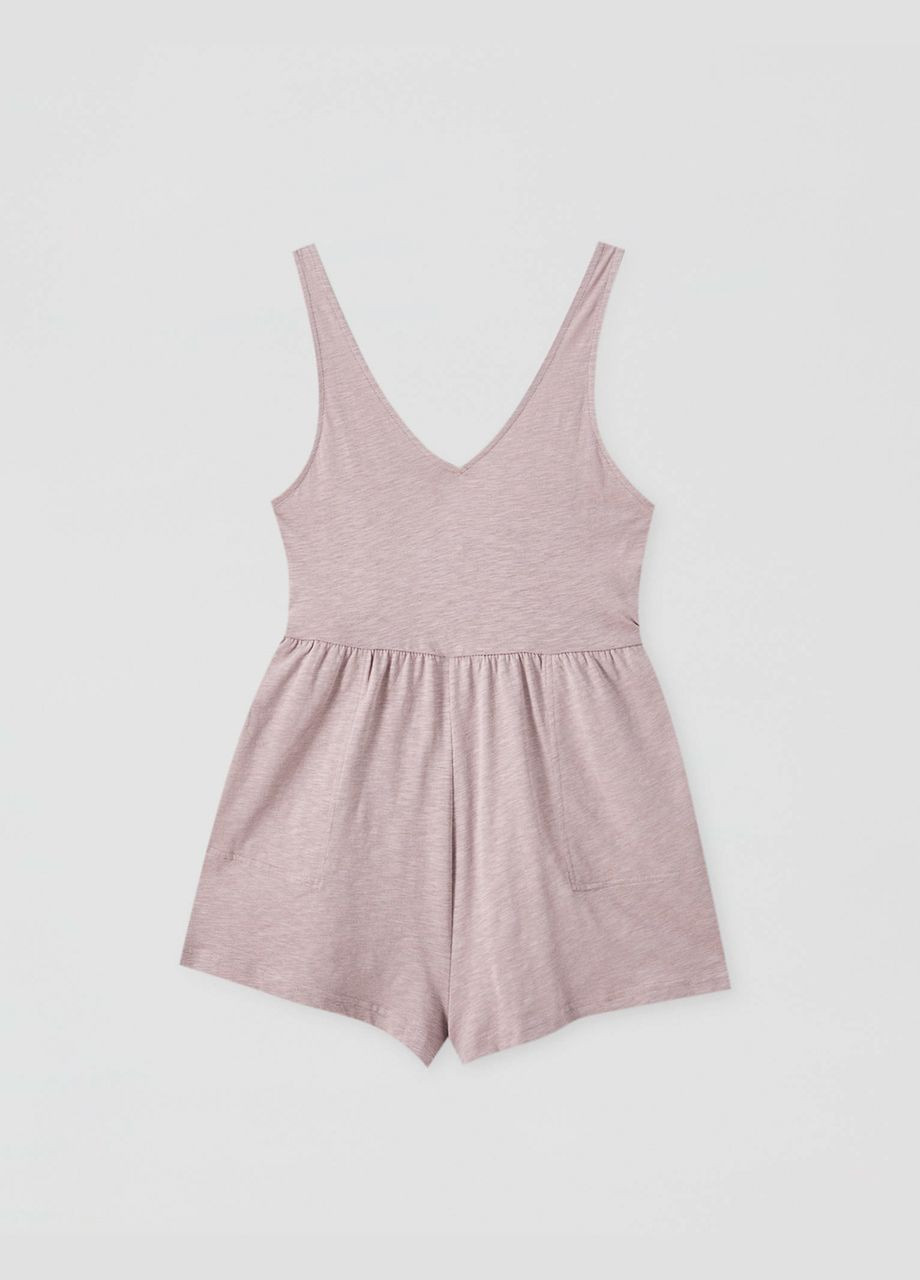 Комбинезон из хлопка Pull & Bear однотонный розовый кэжуал