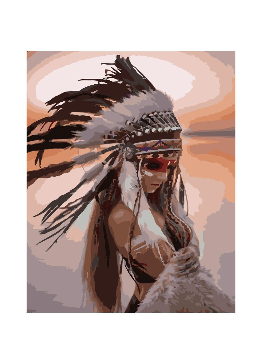 Картина по номерам Девушка-индиец см раскраска для творчества хобби Strateg (369760501)