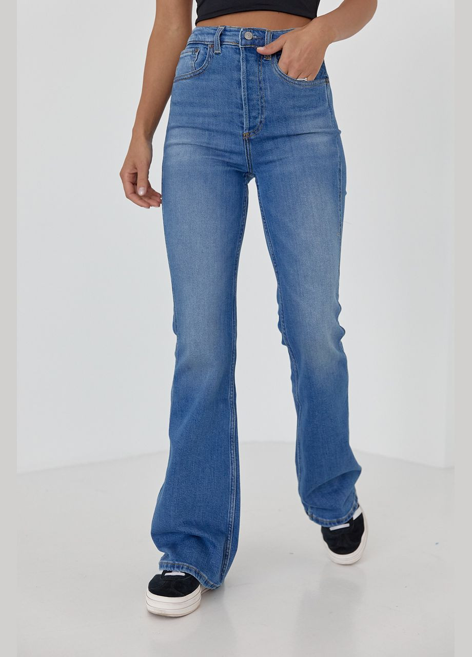 Женские джинсы клеш с круглой кокеткой сзади 0951 Lurex - (292252876)