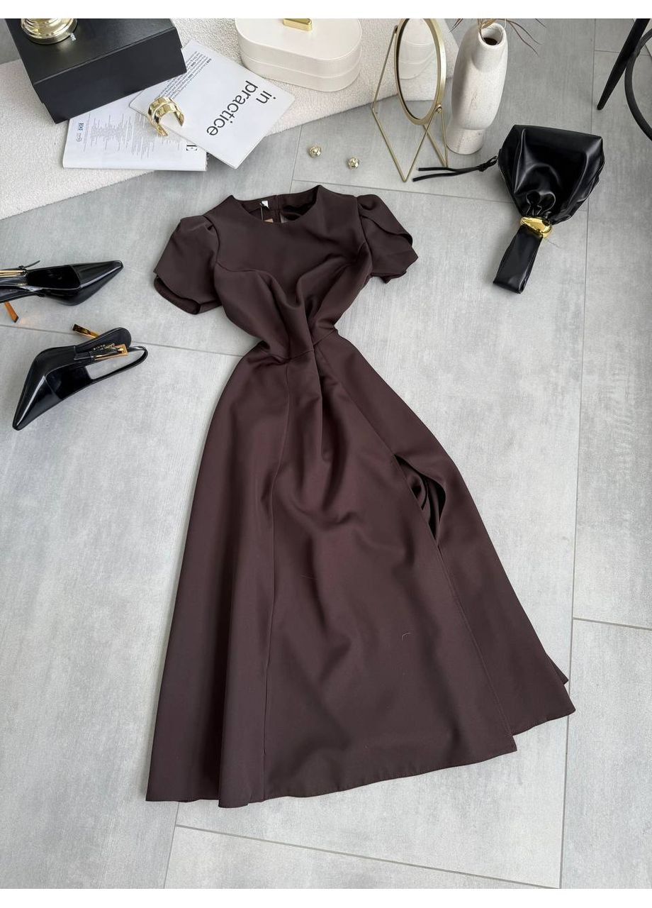 Коричневое повседневный женское платье с открытой спиной Avanti однотонное