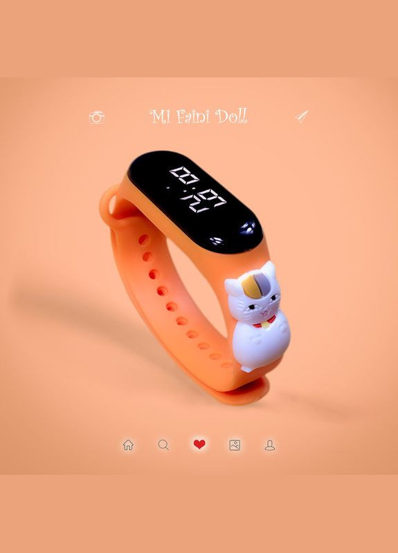 Детские сенсорные электронные часы с 3Д браслетом водонепроницаемые с Кошечкой Оранжевый PRC (262890179)