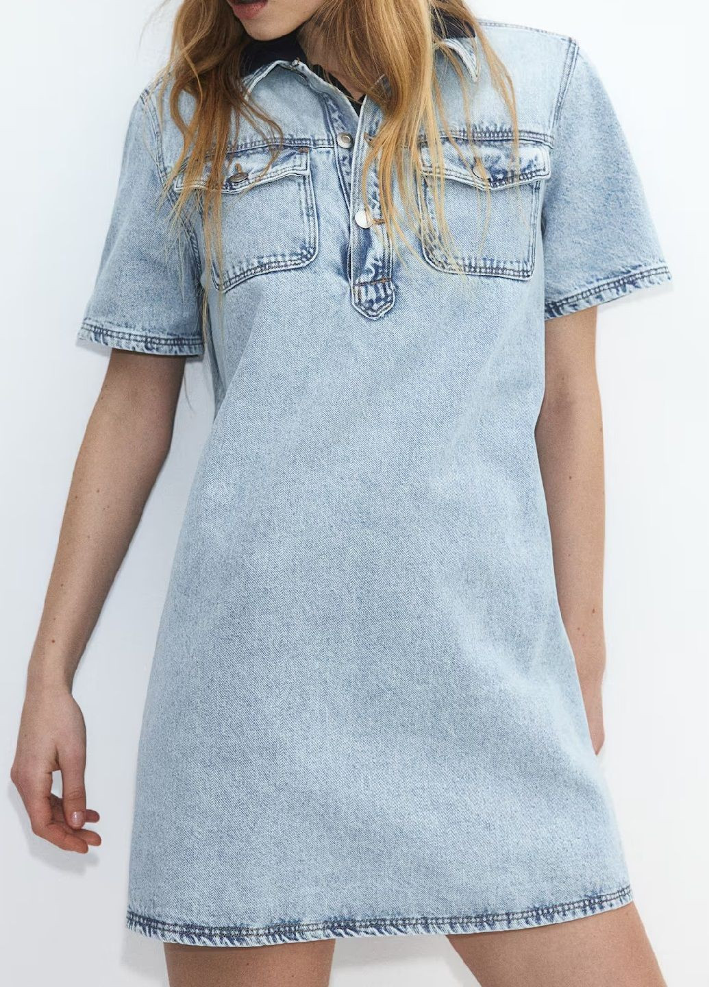 Светло-синее платье H&M однотонное