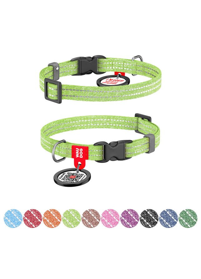 Ошейник для котов и мелких собак Re-cotton с QR паспортом, пластиковый фастекс,, Ш 10 мм, Дл 20-30 см WAUDOG (333706256)