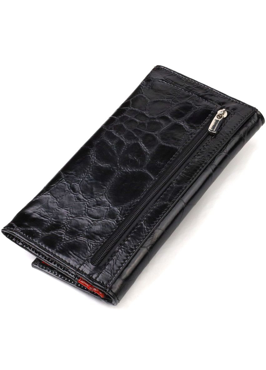 Незвичайний жіночий гаманець із натуральної фактурної шкіри 21834 Чорний Canpellini (298569760)