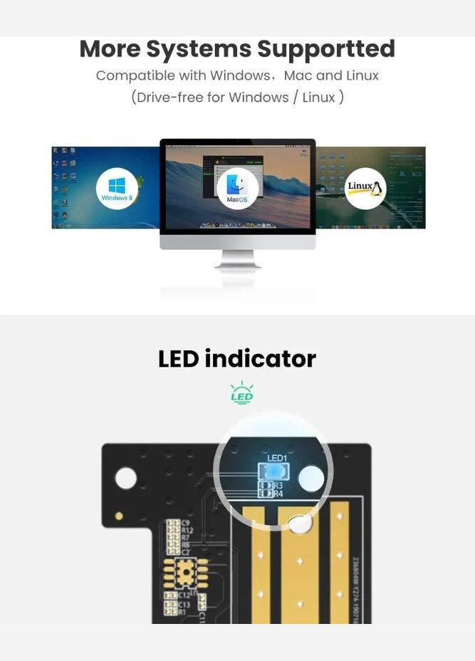 Переходник Адаптер PCI-E на SSD M.2 NVMe CM302 PCIе 3.0 для установки твердотельных накопителей (70503) Ugreen (305066349)