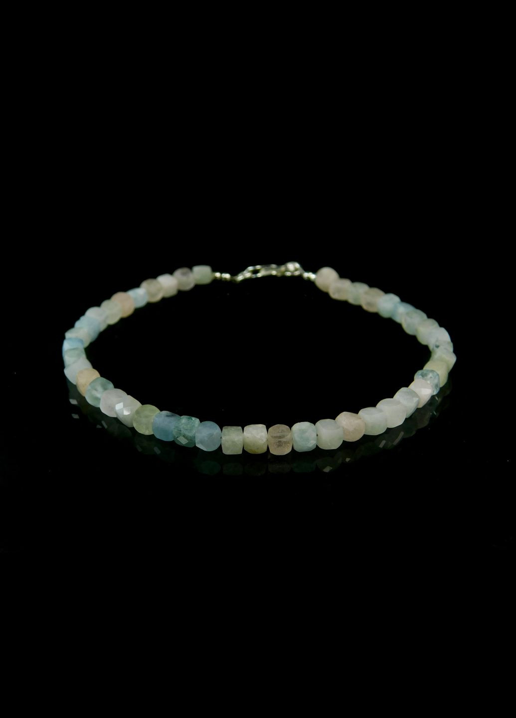 Браслет Морганит кубик 5 мм, серебро 15 Fursa fashion (322314950)