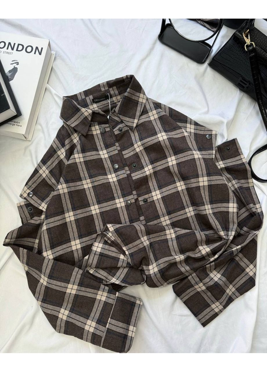 Коричневая рубашка No Brand