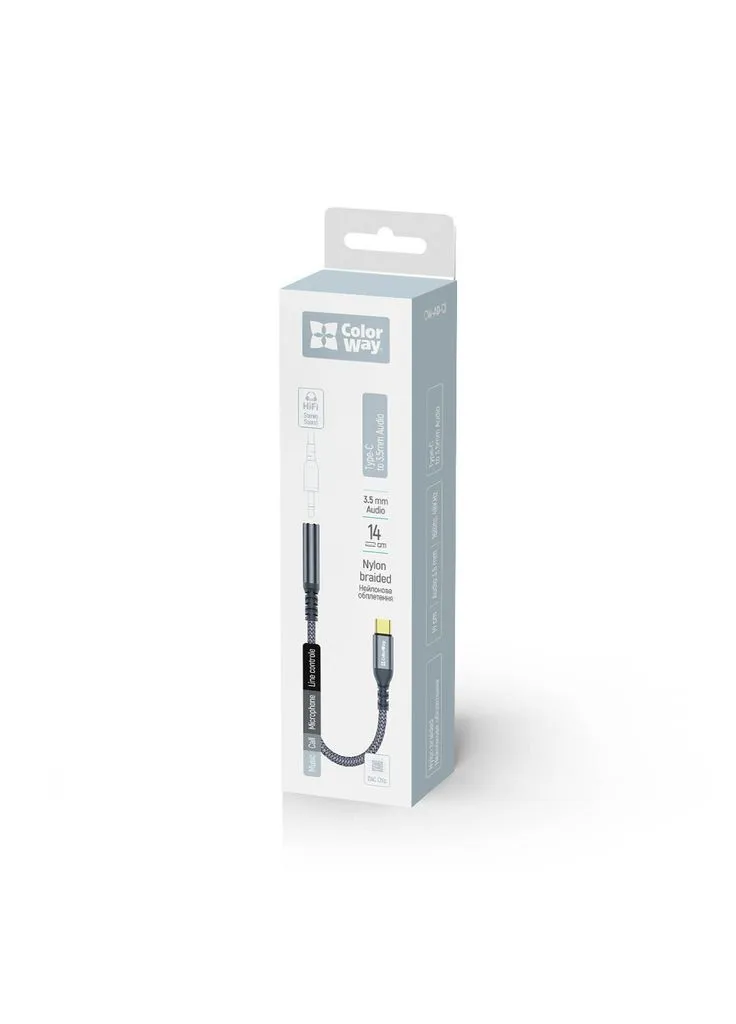 Перехідник USB-C to 3.5mm F 0.14m gray (CW-AD-CJ) Colorway (382075178)