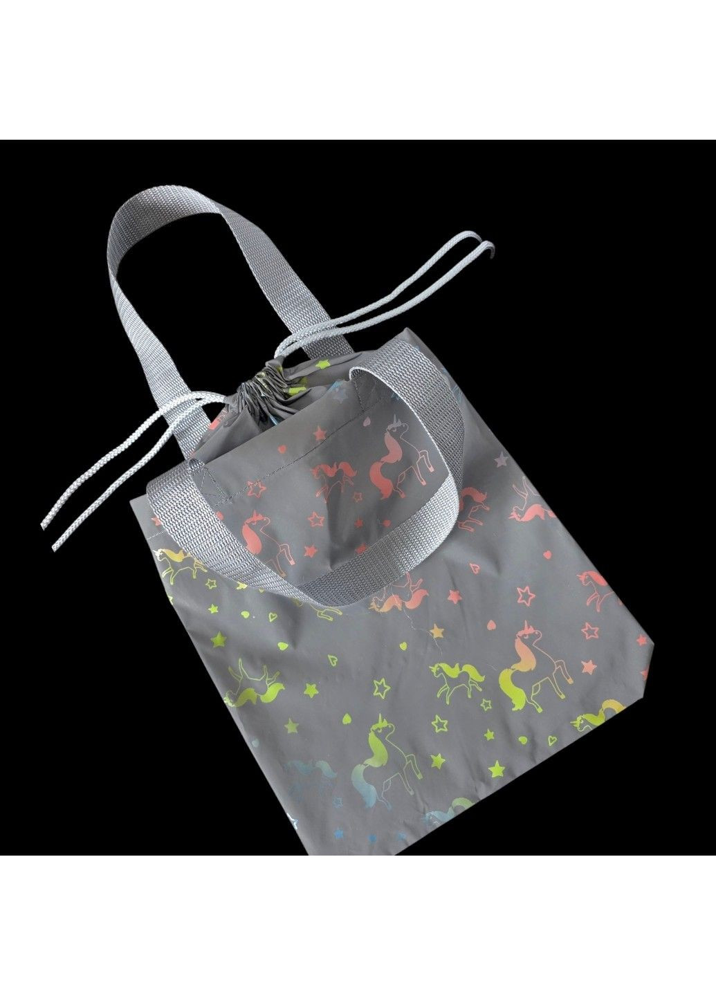 Светоотражающий Шопер Svitashka мини на завязках Единорог серые ручки No Brand (335051232)