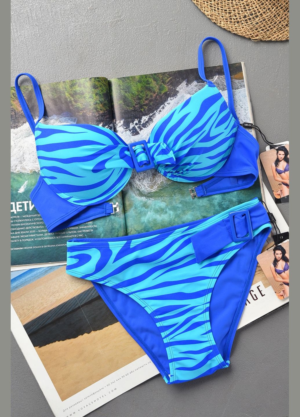 Блакитний літній купальник жіночий блакитного кольору чашка b бікіні Let's Shop
