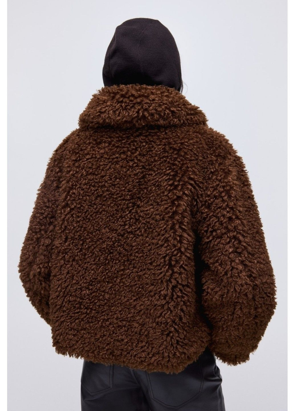 Темно-коричневая демисезонная женская плюшевая куртка tady (58705) xs темно-коричневая H&M