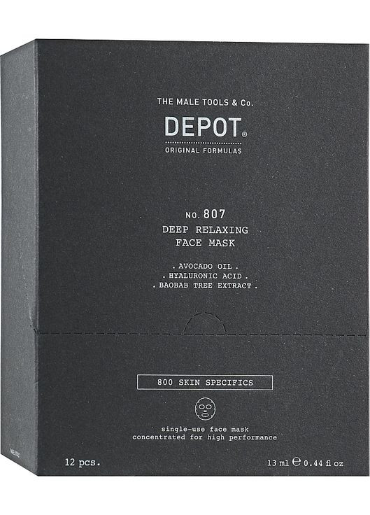 Живильна маска для обличчя й шиї No 807 Deep Relaxing Face Mask * 12x13ml (1476015-35419107) Depot (368667639)